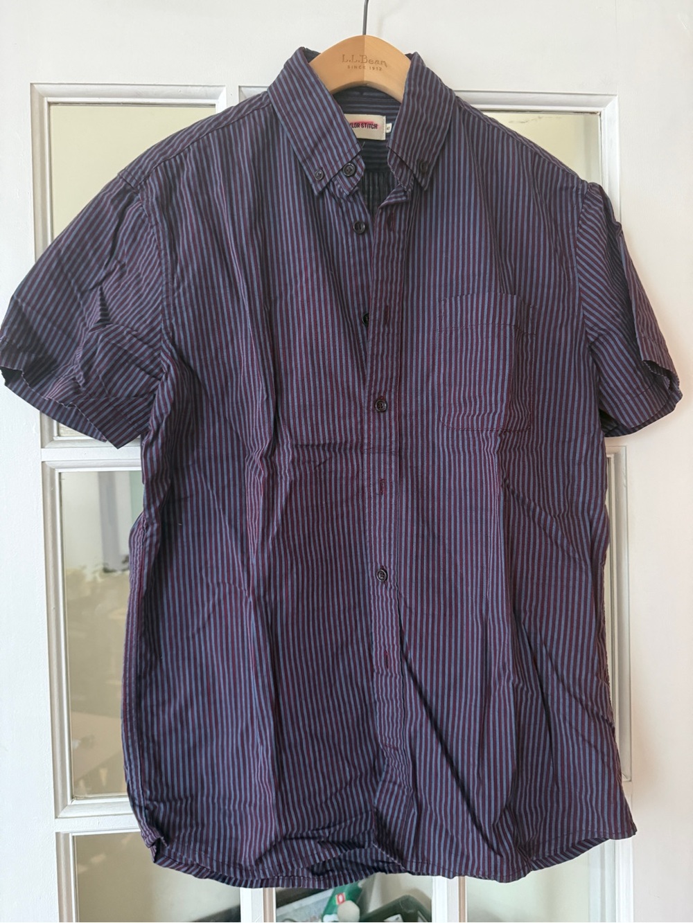 Taylor Stitch Purple and Blue Striped Casual Button-Down Shirt